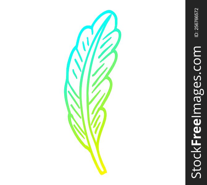 cold gradient line drawing of a cartoon white feather