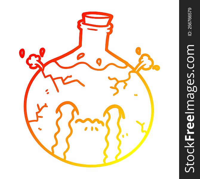 warm gradient line drawing of a cartoon cracking potion