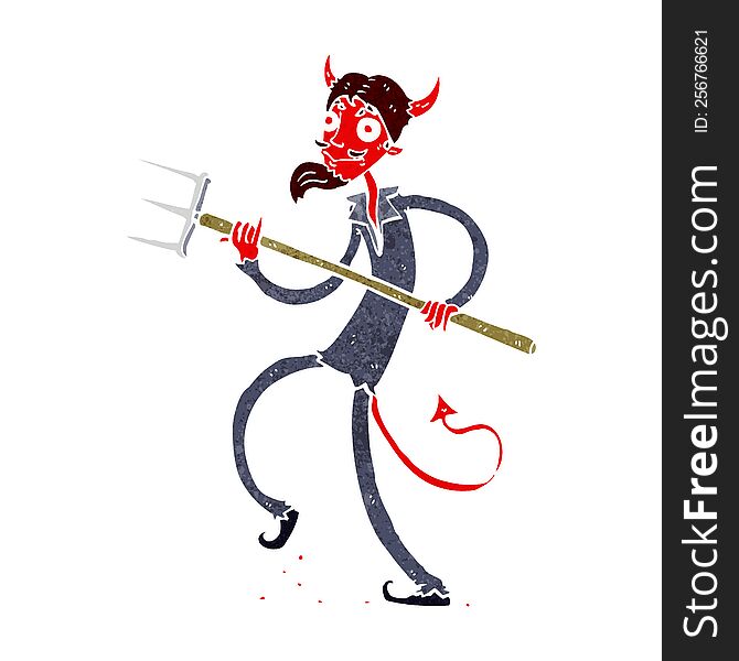 cartoon devil with pitchfork