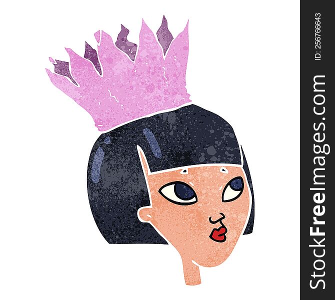 Retro Cartoon Woman Wearing Paper Crown