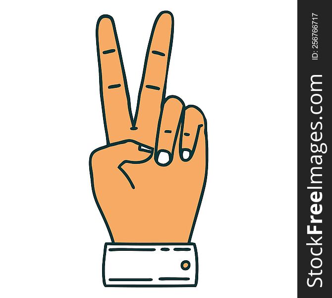 Peace Symbol Two Finger Hand Gesture Illustration