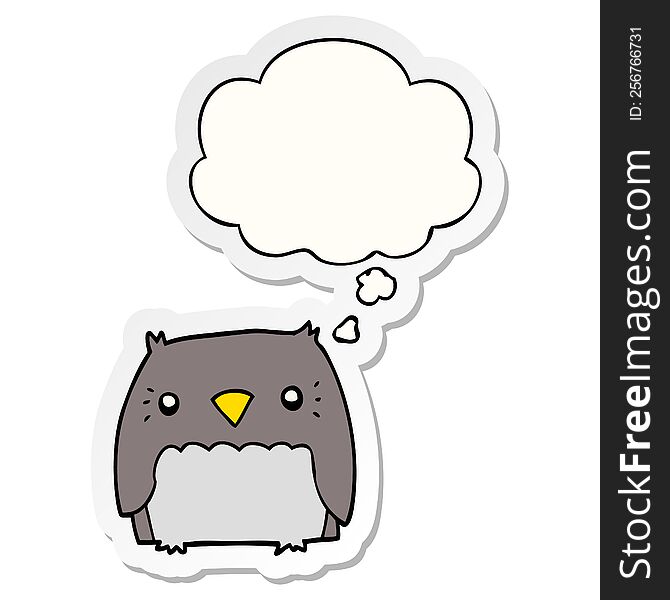 Cute Cartoon Owl And Thought Bubble As A Printed Sticker