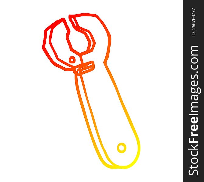 warm gradient line drawing of a cartoon spanner tool