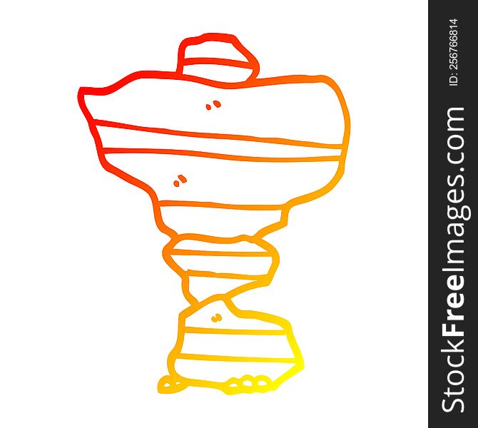 warm gradient line drawing cartoon of stacked stone