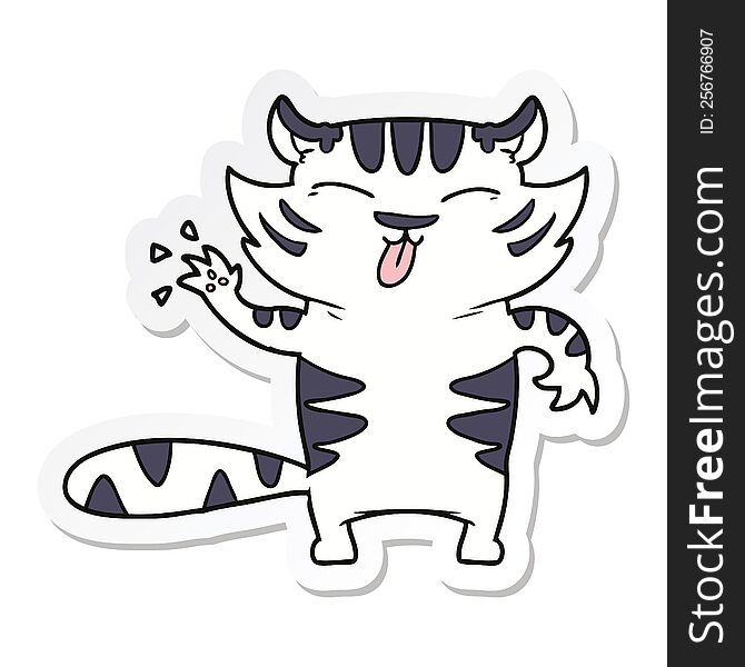 Sticker Of A Cartoon White Tiger