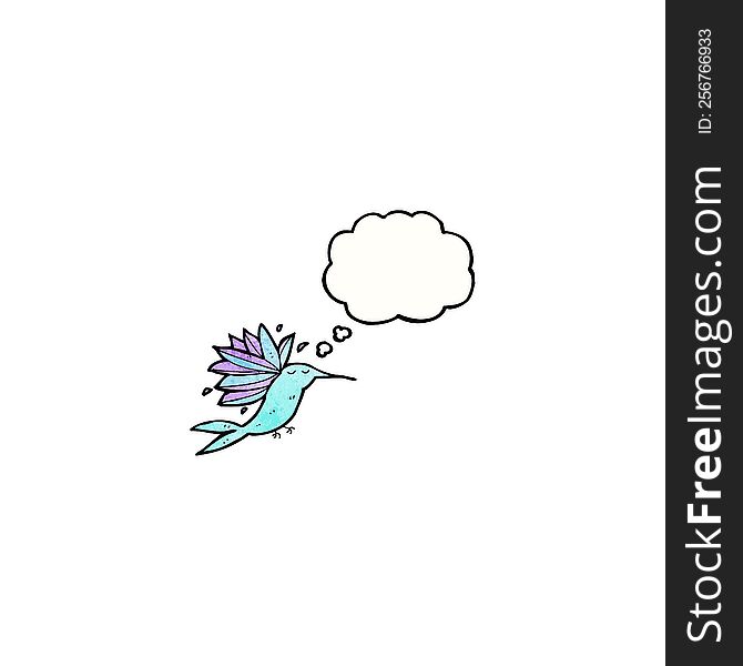 cartoon hummingbird with thought bubble