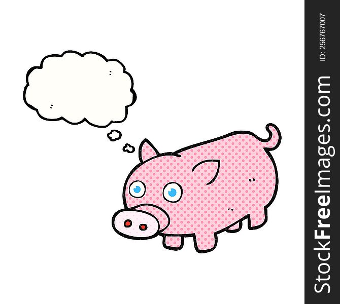 freehand drawn thought bubble cartoon piglet