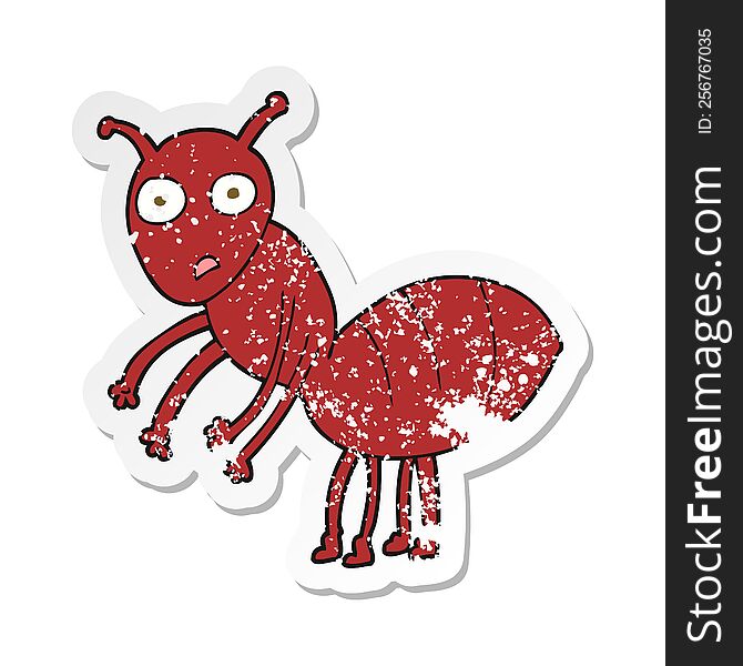 retro distressed sticker of a cartoon ant