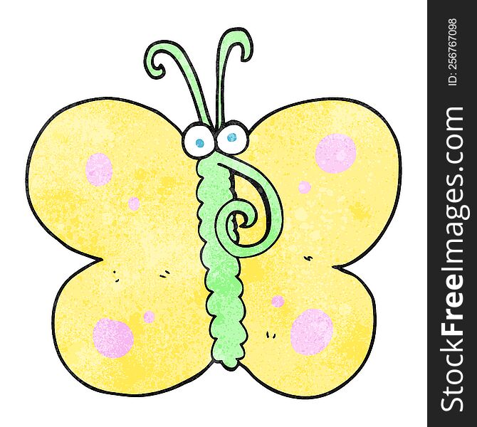 freehand textured cartoon butterfly