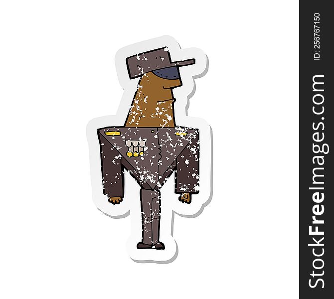 retro distressed sticker of a cartoon guard