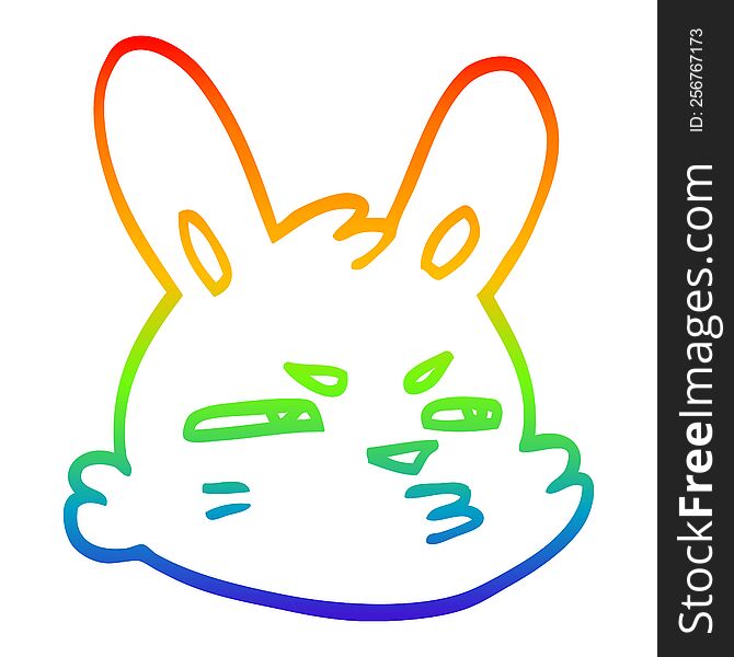 Rainbow Gradient Line Drawing Cartoon Moody Rabbit