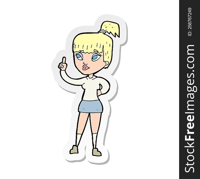 sticker of a cartoon attractive girl with idea