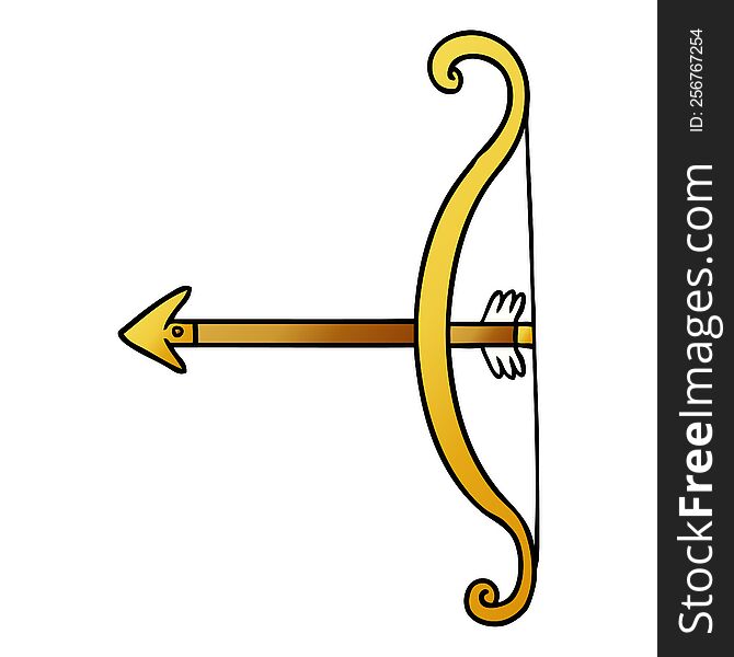 Gradient Cartoon Doodle Of A Bow And Arrow