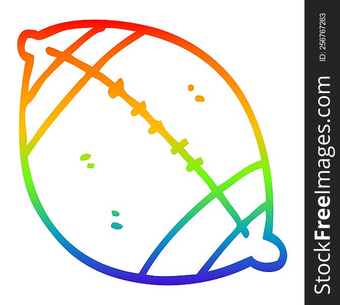 rainbow gradient line drawing of a cartoon football