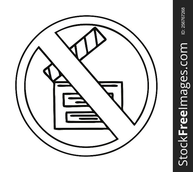 line drawing cartoon of a no directing sign