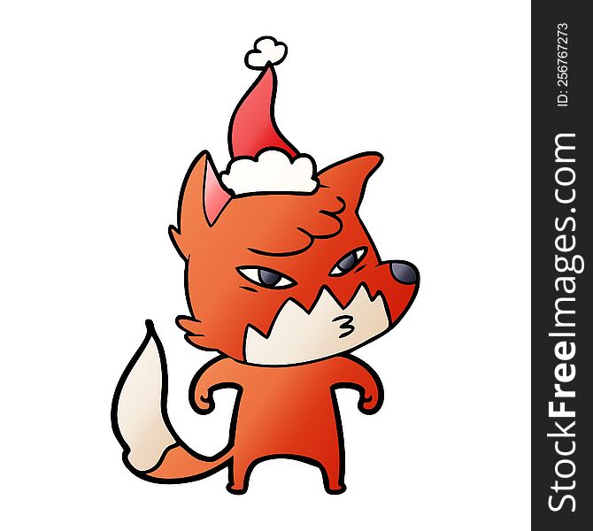 Clever Gradient Cartoon Of A Fox Wearing Santa Hat