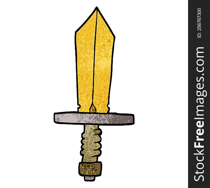 cartoon doodle of an old bronze sword