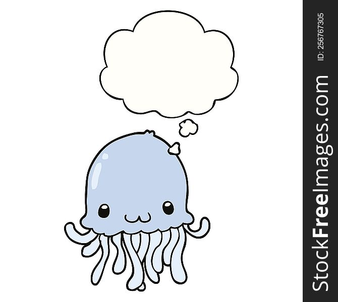 Cartoon Jellyfish And Thought Bubble