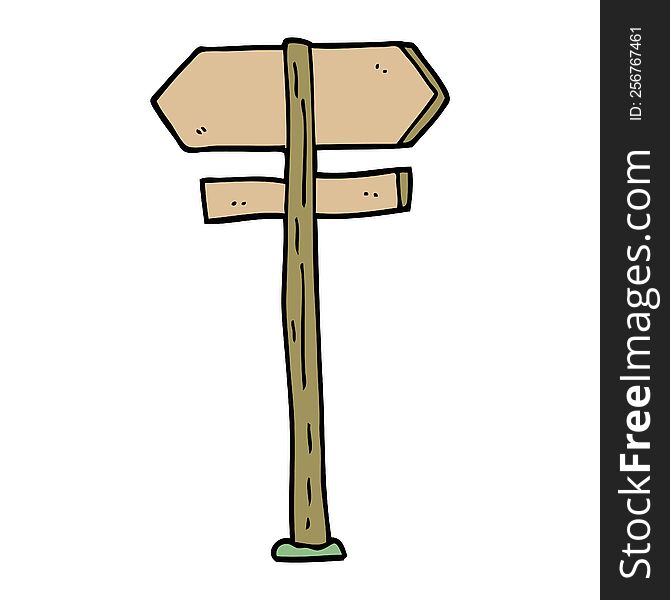 cartoon doodle direction sign