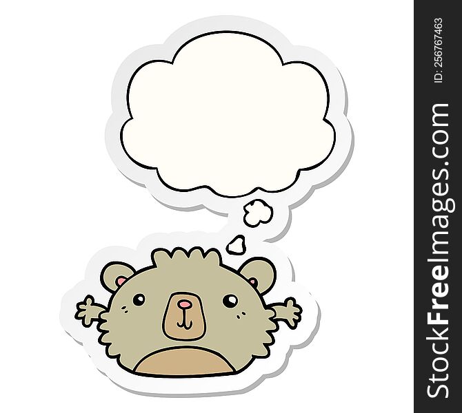 Funny Cartoon Bear And Thought Bubble As A Printed Sticker