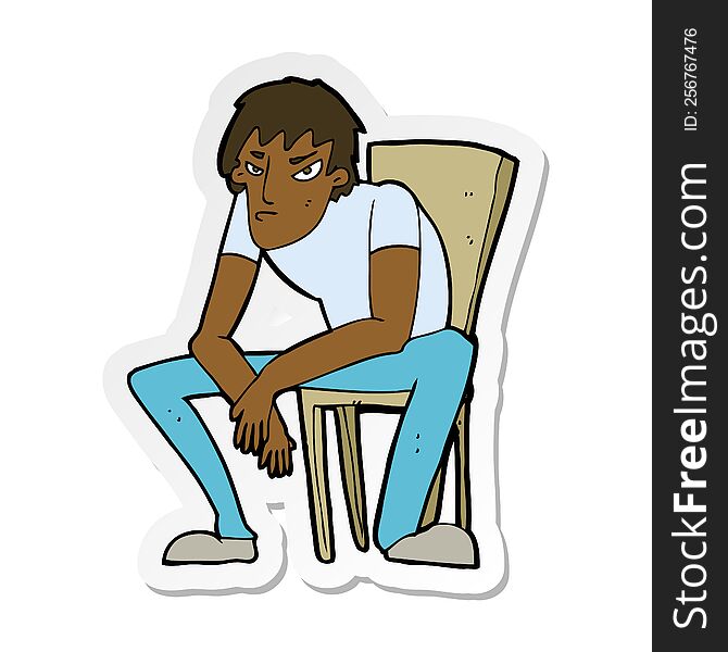 Sticker Of A Cartoon Dejected Man