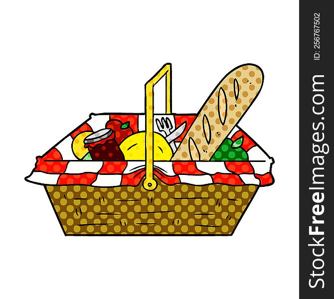 cartoon picnic basket. cartoon picnic basket