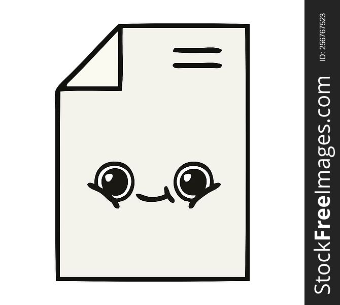 cute cartoon of a sheet of paper. cute cartoon of a sheet of paper