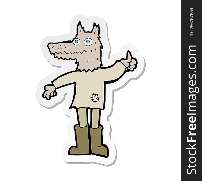 Sticker Of A Cartoon Wolf Man
