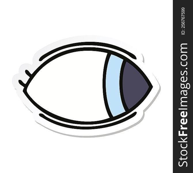 sticker of a cute cartoon eye looking to one side