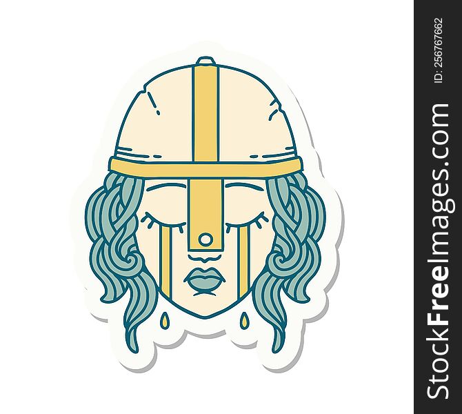 sticker of a crying human fighter. sticker of a crying human fighter