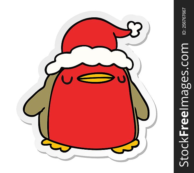 hand drawn christmas sticker cartoon of kawaii robin. hand drawn christmas sticker cartoon of kawaii robin