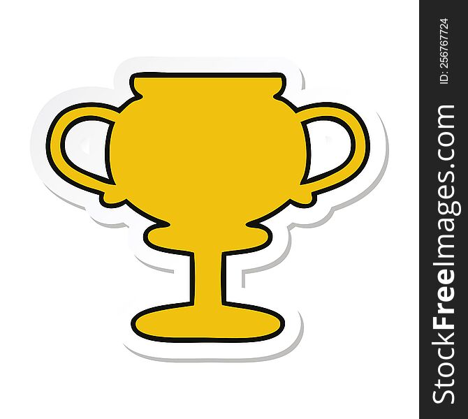 Sticker Of A Cute Cartoon Gold Trophy