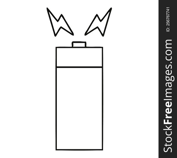 Line Drawing Cartoon Old Battery