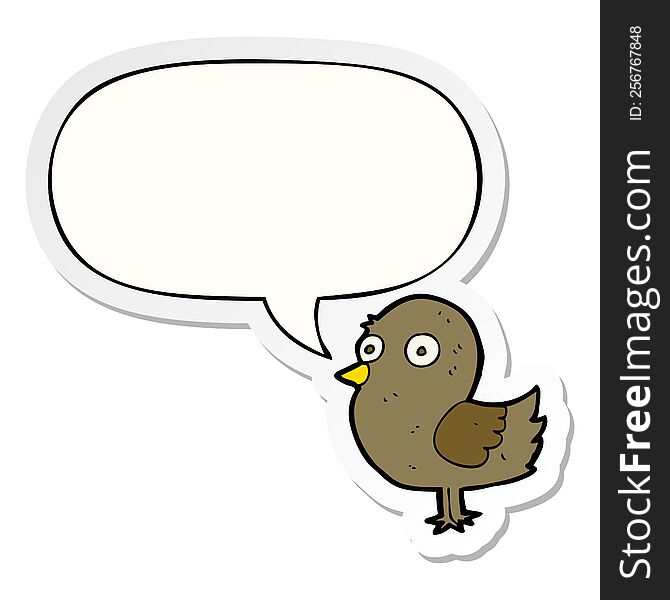 Cartoon Bird And Speech Bubble Sticker