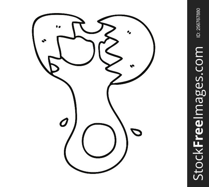 line drawing quirky cartoon cracked egg. line drawing quirky cartoon cracked egg