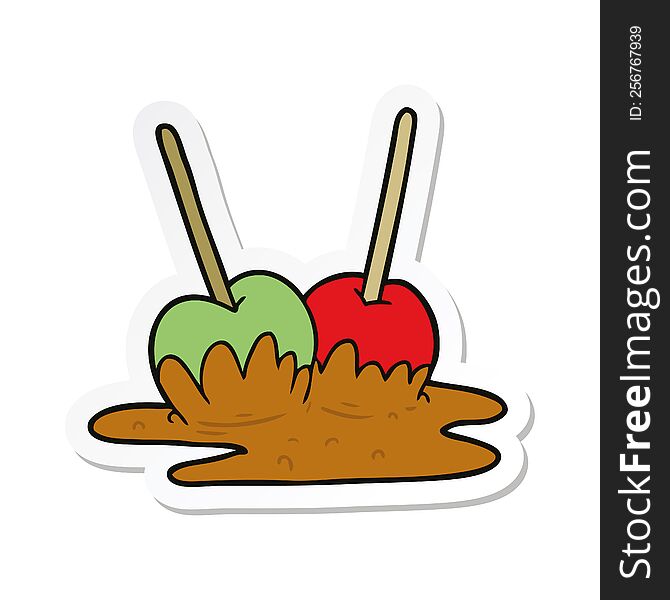 Sticker Of A Cartoon Toffee Apples