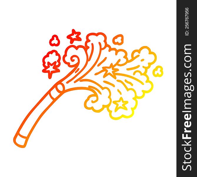 warm gradient line drawing of a cartoon magicians wand