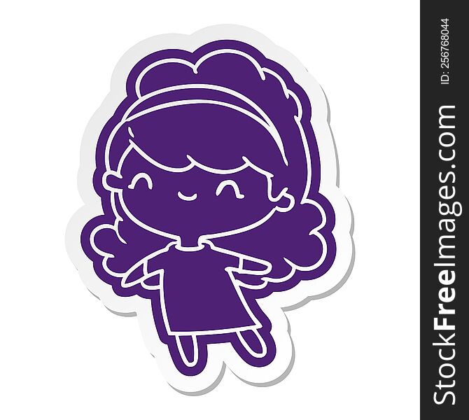 Cartoon Sticker Kawaii Girl With Head Band