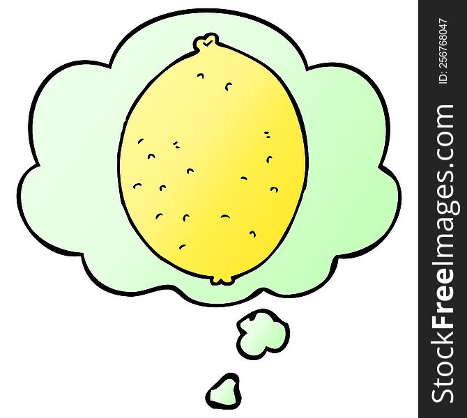 Cartoon Lemon And Thought Bubble In Smooth Gradient Style
