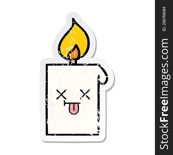 Distressed Sticker Of A Cute Cartoon Lit Candle