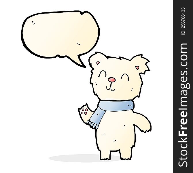 Cartoon Cute Polar Bear Cub With Speech Bubble
