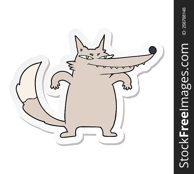 sticker of a sly cartoon wolf