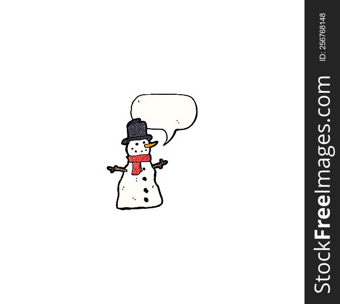 Snowman With Speech Bubble Cartoon