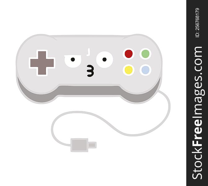 flat color retro cartoon of a game controller