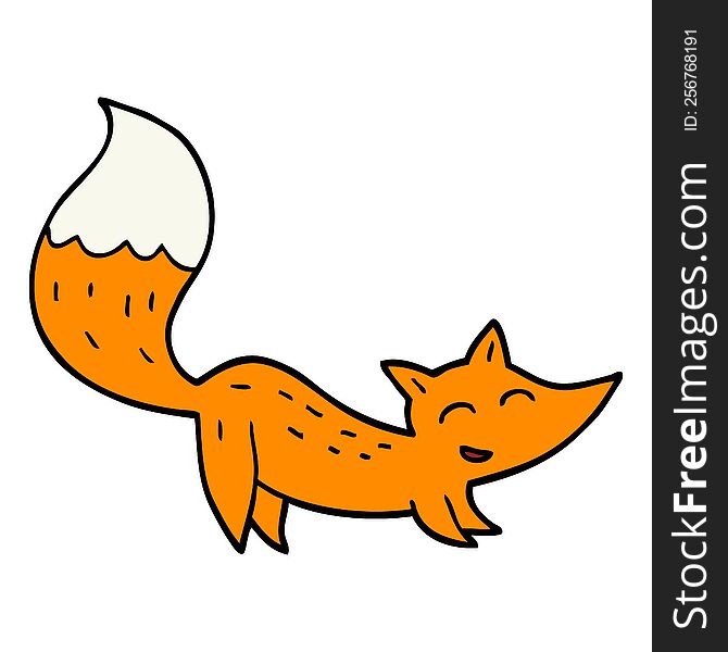 hand drawn doodle style cartoon happy fox