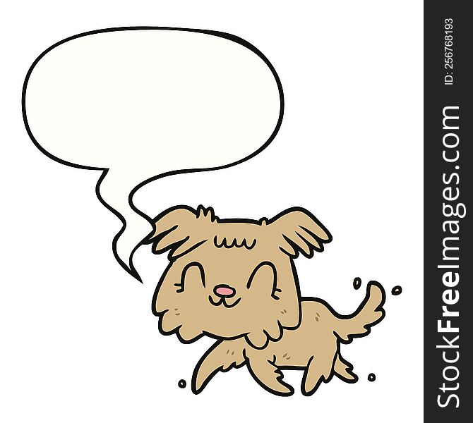 Cartoon Little Dog And Speech Bubble