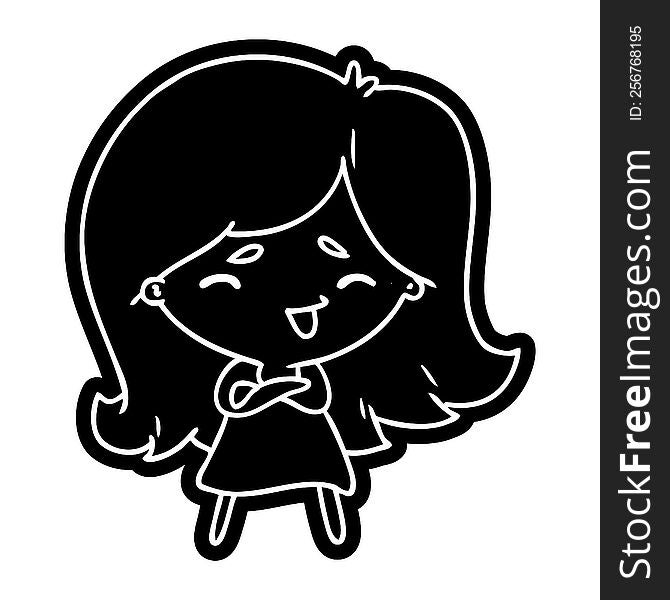 Cartoon Icon Of A Cute Kawaii Girl