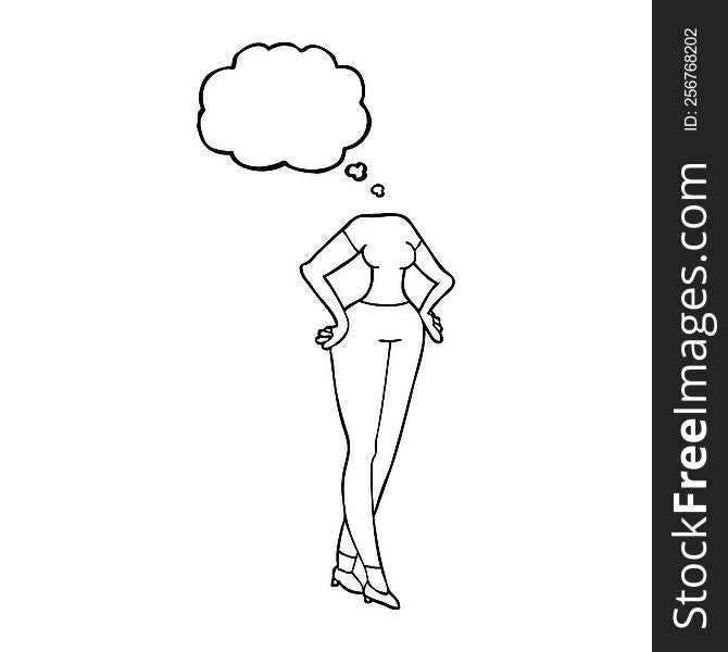 freehand drawn thought bubble cartoon headless body (add own photographs