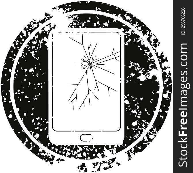 broken electronic tablet circular distressed symbol