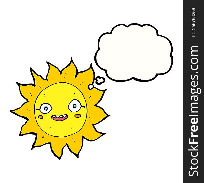 cartoon happy sun with thought bubble